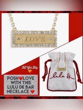 Lulu DK Bar Necklace “LOVE” Sparkly Cubic Zirconia Studs